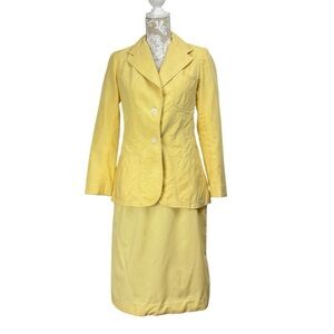 Vintage 60s 70s Size S Yellow Gingham Jacket Skirt Suit Lois Anderson Tannerway